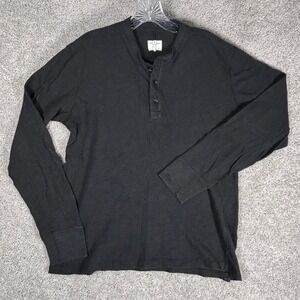 Rag Bone New York Black Long Sleeve Henley Shirt Size L G Cotton Peru